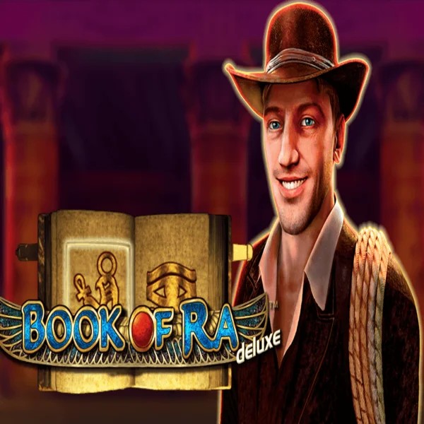Book of Ra Deluxe online game logo by Novomatic on spino-loco.eu
